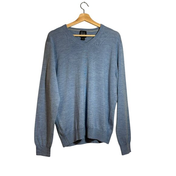Jos A Bank 100% Merino Wool Blue Heather Signature Heathered Mens Knit Sweater - Picture 1 of 6